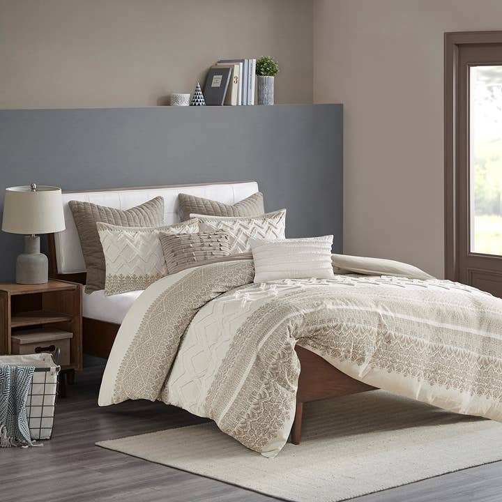 Olliix - Wholesale Bedding Set - Tufted 3-Piece Comforter or Duvet Cover Set, Taupe