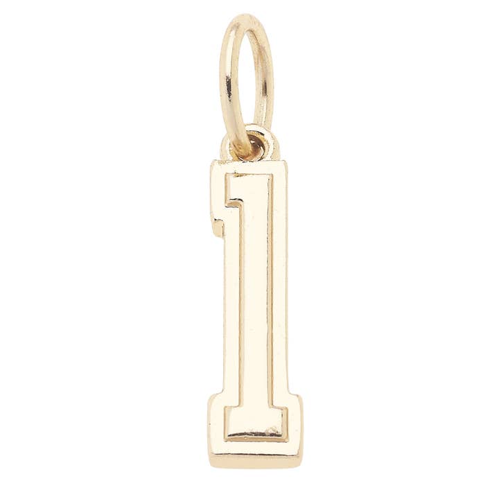 Canvas Style - Wholesale Individual Charm/Pendant - Number Charm in Shiny Gold2