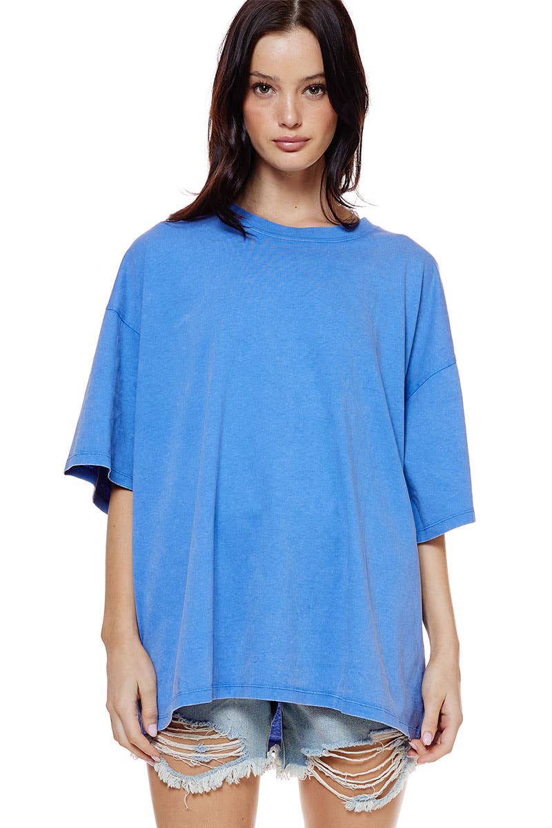 COBALT PREMIUM COTTON IMPACT MINERAL WASHED OVERSIZED TEE for wholesale on Faire0