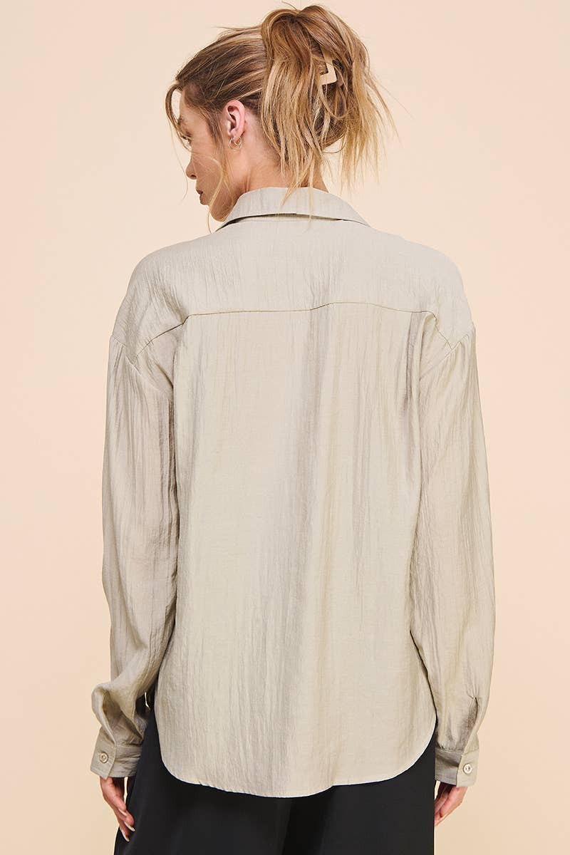 Allie Rose - Wholesale Button Down Shirt - Women's - Easy Textured Button Front Shirt6