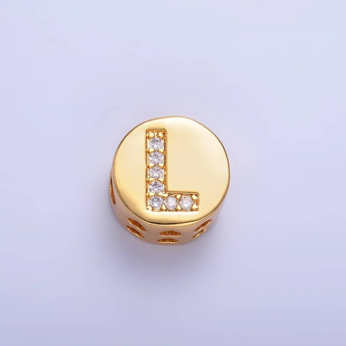Aim Eternal - Wholesale Beads - 24K Gold Filled Alphabet Letter Micro Paved CZ Round Bead | A1526 - A153811