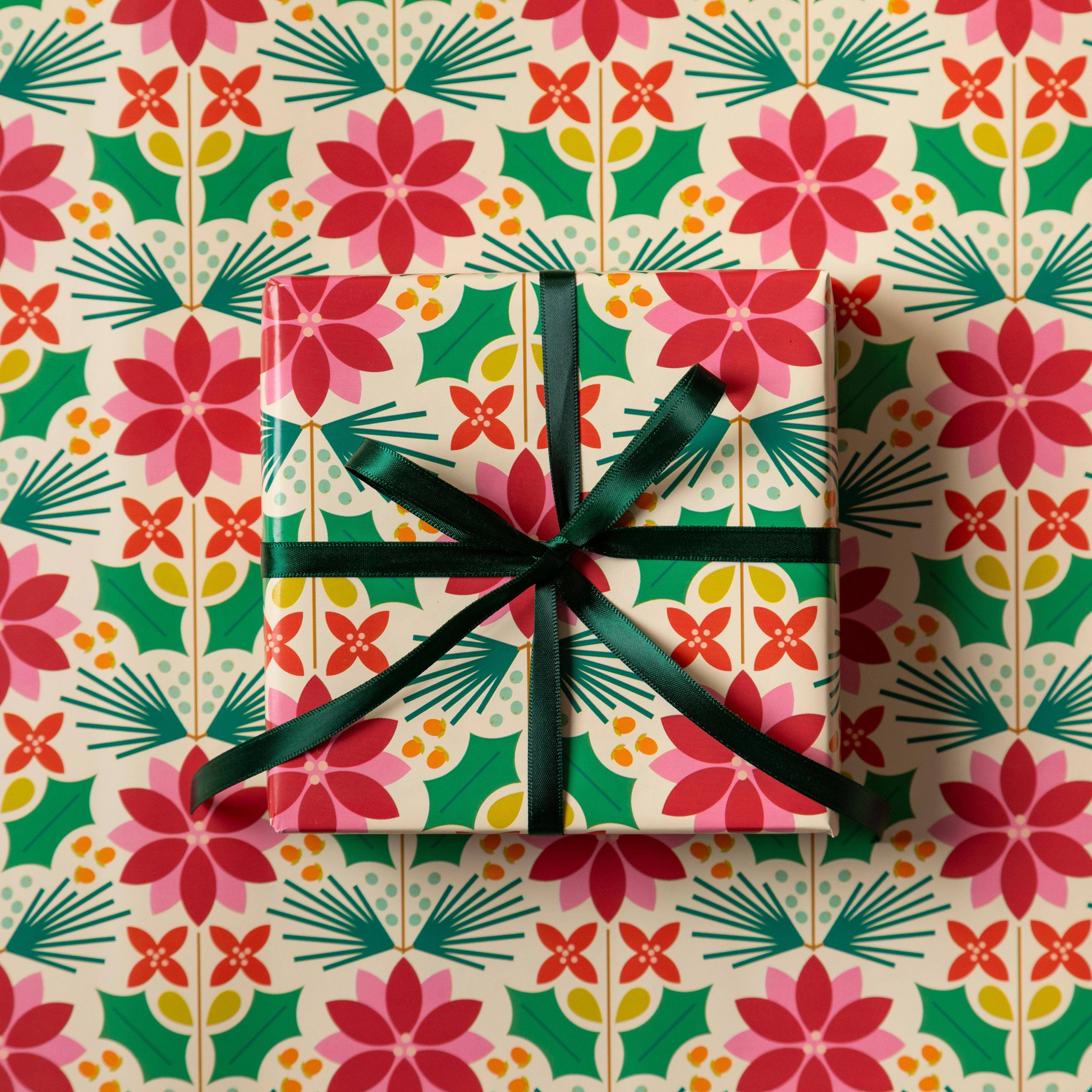 Penny Kennedy Ltd – wholesale Wrapping paper roll – Christmas 2025 Wrapping Paper 3M Cream Poinsettia Floral0