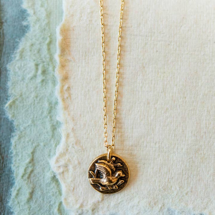 Bitty Button Charm Necklace | Bird Necklace for wholesale by Bella Vita Jewelry