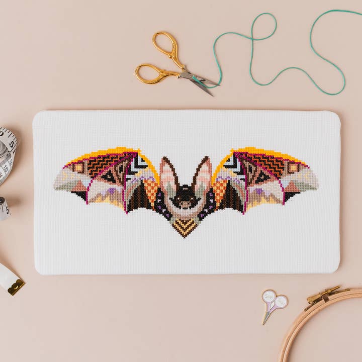 Meloca Designs - Wholesale Embroidery/Cross Stitch Supplies - Mandala Bat Cross Stitch Chart