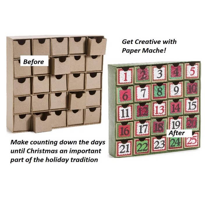 Factory Direct Craft - Wholesale Advent Calendar - Paper Mache Advent Countdown Box - 11-1/8" W x 11-1/8" H4