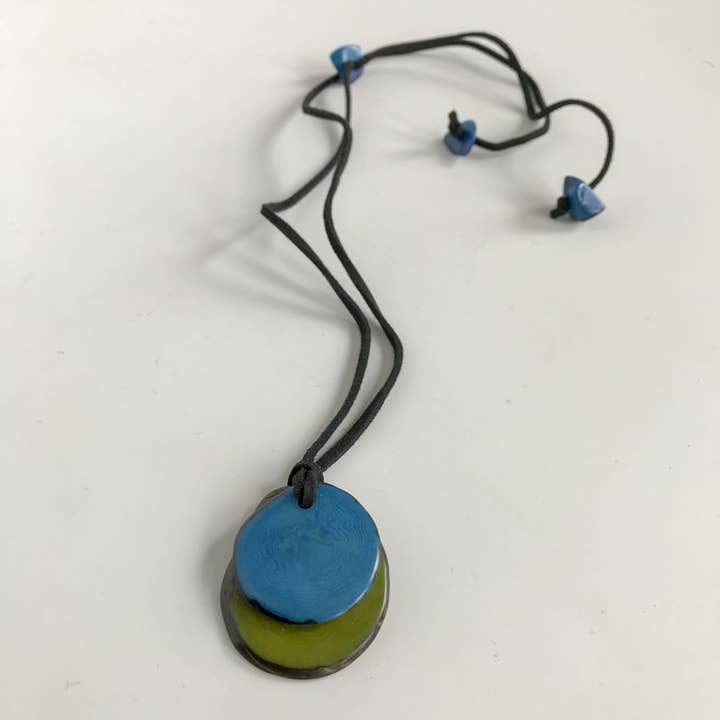 Belart Fair Trade - Wholesale Pendant/Charm Necklace - Tagua Double Duet Slice Necklace1