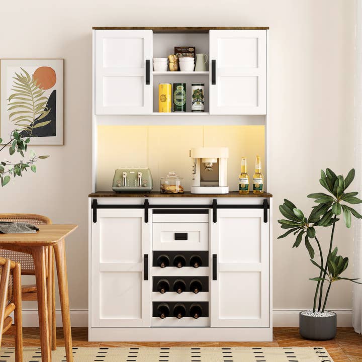 39F Inc. - Wholesale Cabinet - 74" Pantry Cabinet, Charging Station, Microwave Stand
