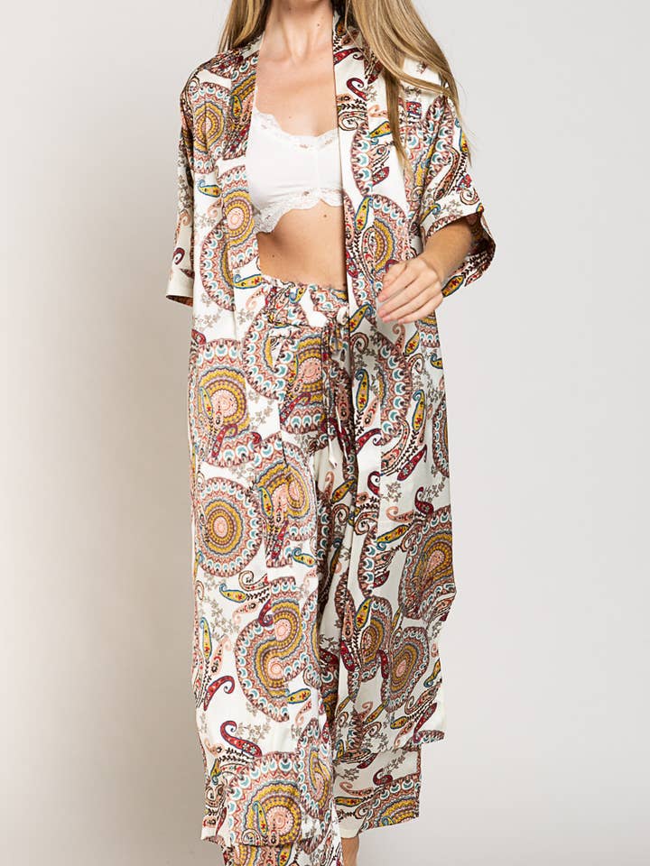 IVORY MULTI SMT1987 Satin Cardigan SALE for wholesale on Faire