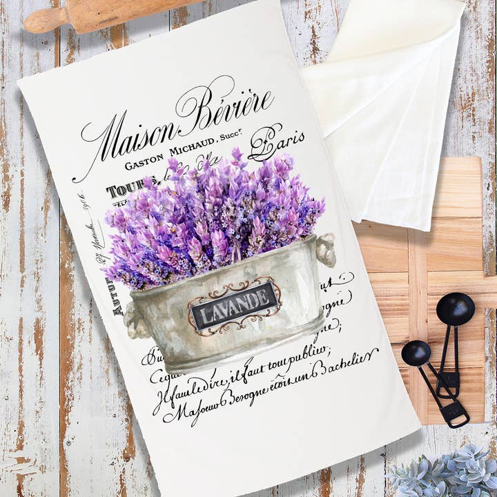 Vintage French Lavender Paris Terry Cloth Towel for wholesale by Avery Lane Gifts