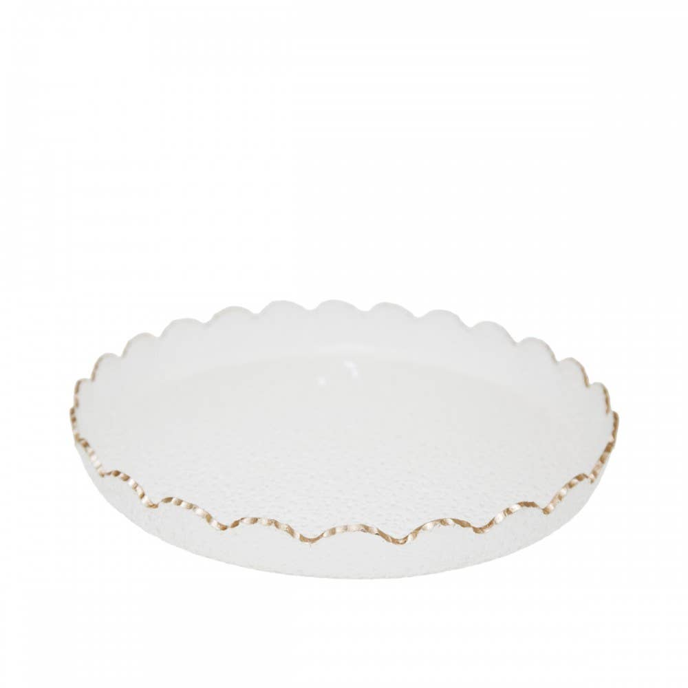 AULICA - Wholesale Serving Tray - Round tray with gold rim in glass 33x33x4cm0