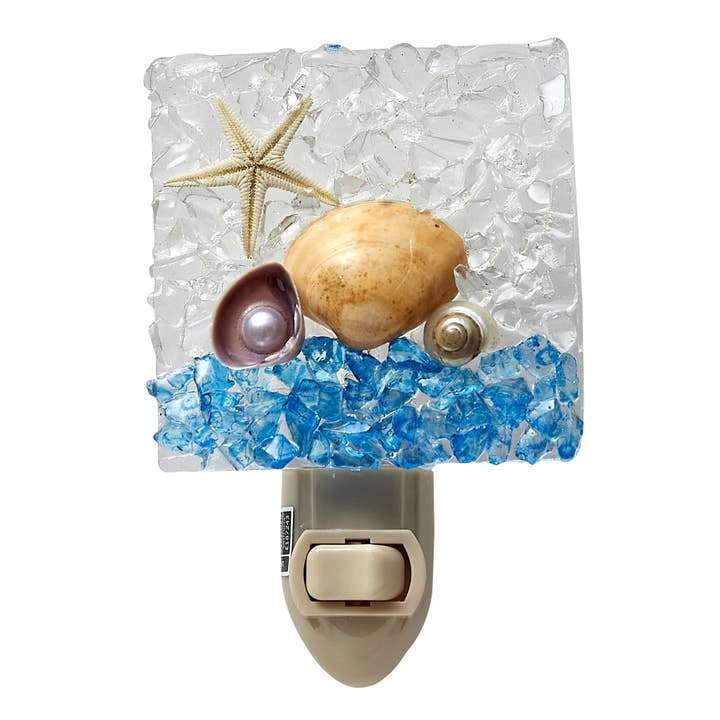 Sea & Sky w/ Clam Square LED Loose Night Light for wholesale by HS Seashells