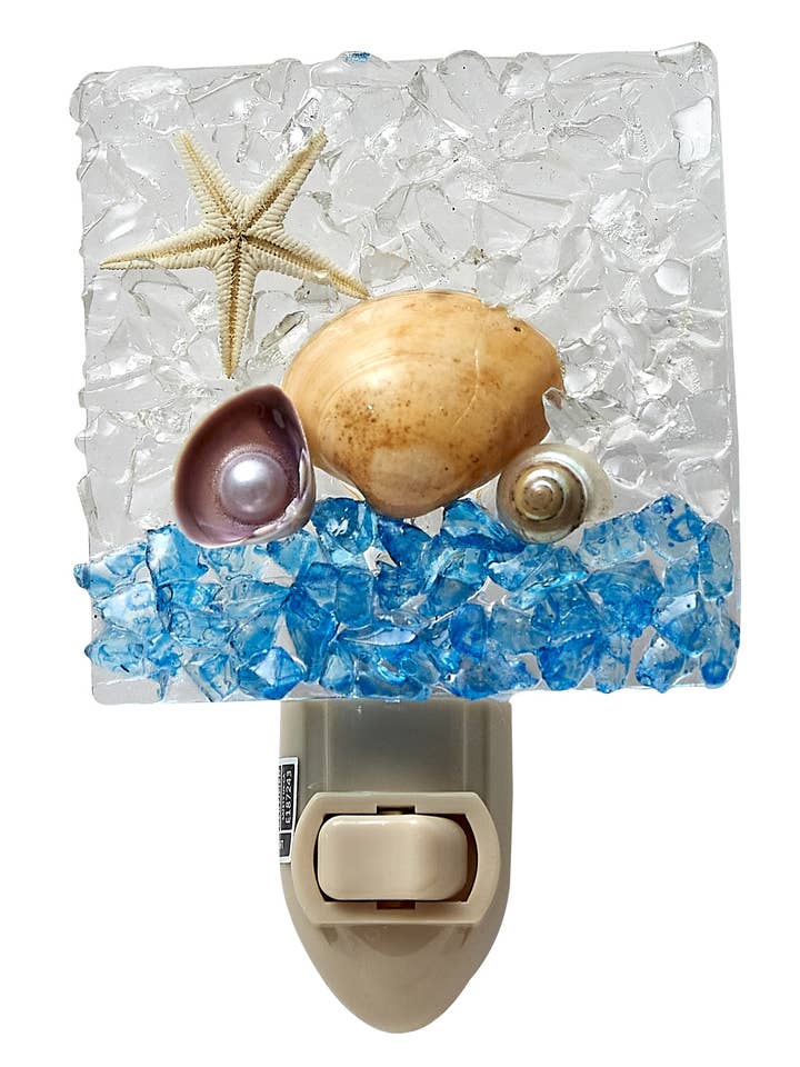 Sea & Sky w/ Clam Square LED Loose Night Light for wholesale by HS Seashells