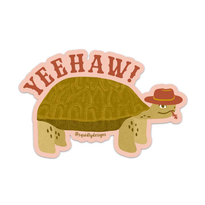 Adesivo de vinil impermeável Cowboy Turtle por atacado de Squidly Designs