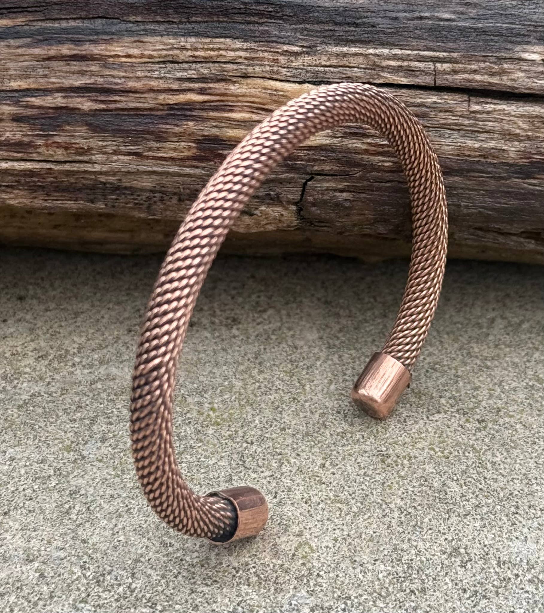 Lungta Imports - Wholesale Cuff Bracelet - Pure Copper Twisted Open Back Bracelet for Women and Men 2