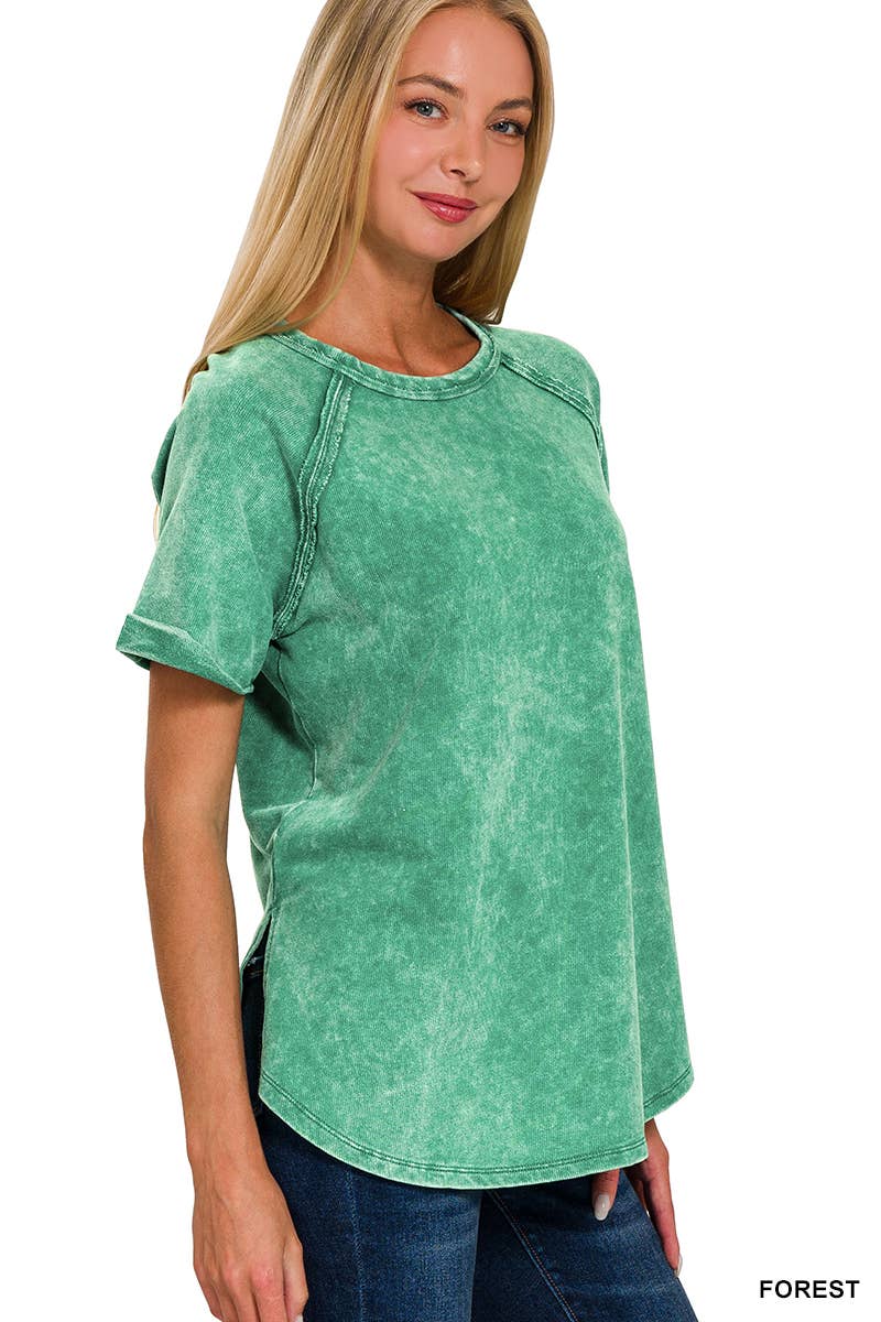 42POPS - Vendita all'ingrosso Maglietta - Donna - Top casual in French Terry lavaggio vintage con patch posteriore40