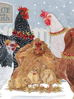 Chickens Holiday Hens Christmas Cards Pack of 10 for wholesale by Pipsqueak Productions