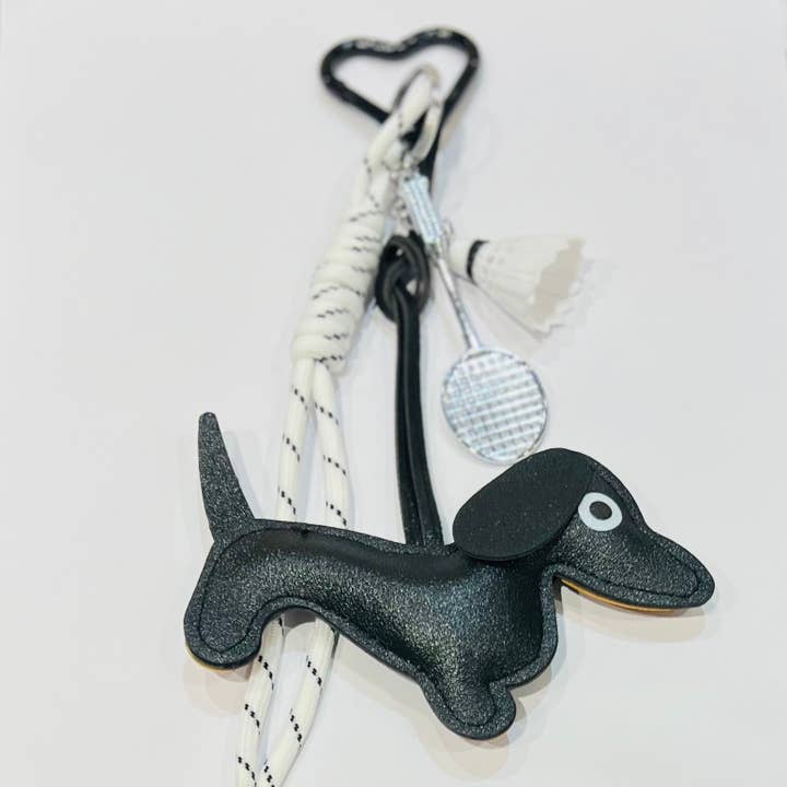 Dachshund bag accessory leather cords tennis racket for wholesale by Bijoux 7bis