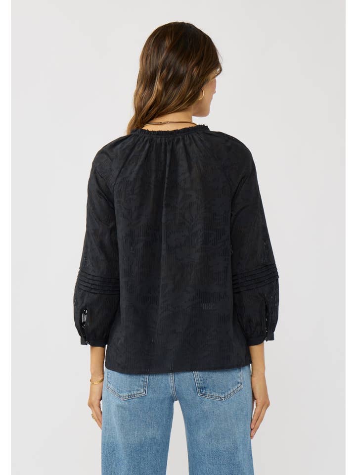 BLACK Shadow Floral Button Top for wholesale on Faire2