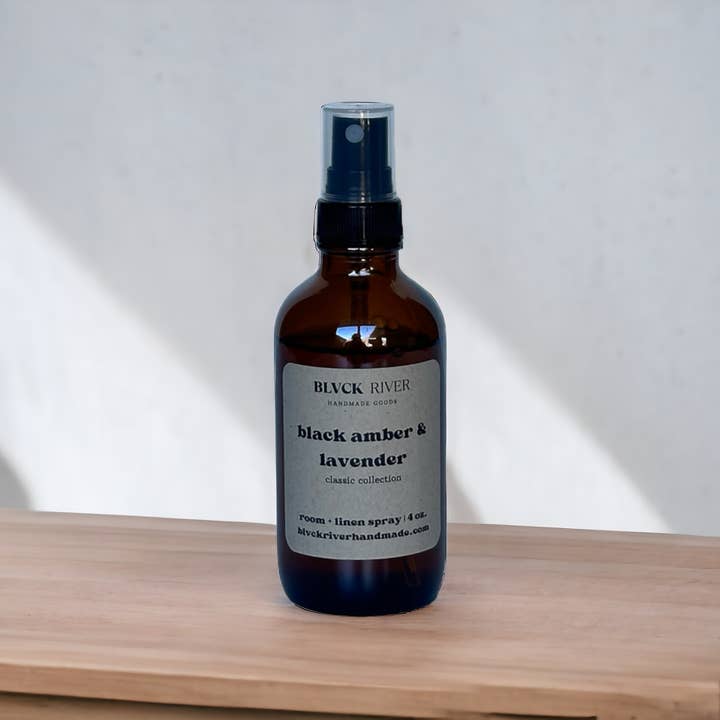 Amber & Lavender 4 oz Room Spray - Amber Spray Bottle for wholesale by Black River Handmade Goods