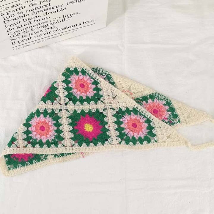 MKS America - Wholesale Bandana - Women's - Cherry Strawberry Floral checkered Crochet Bandana -56colors44