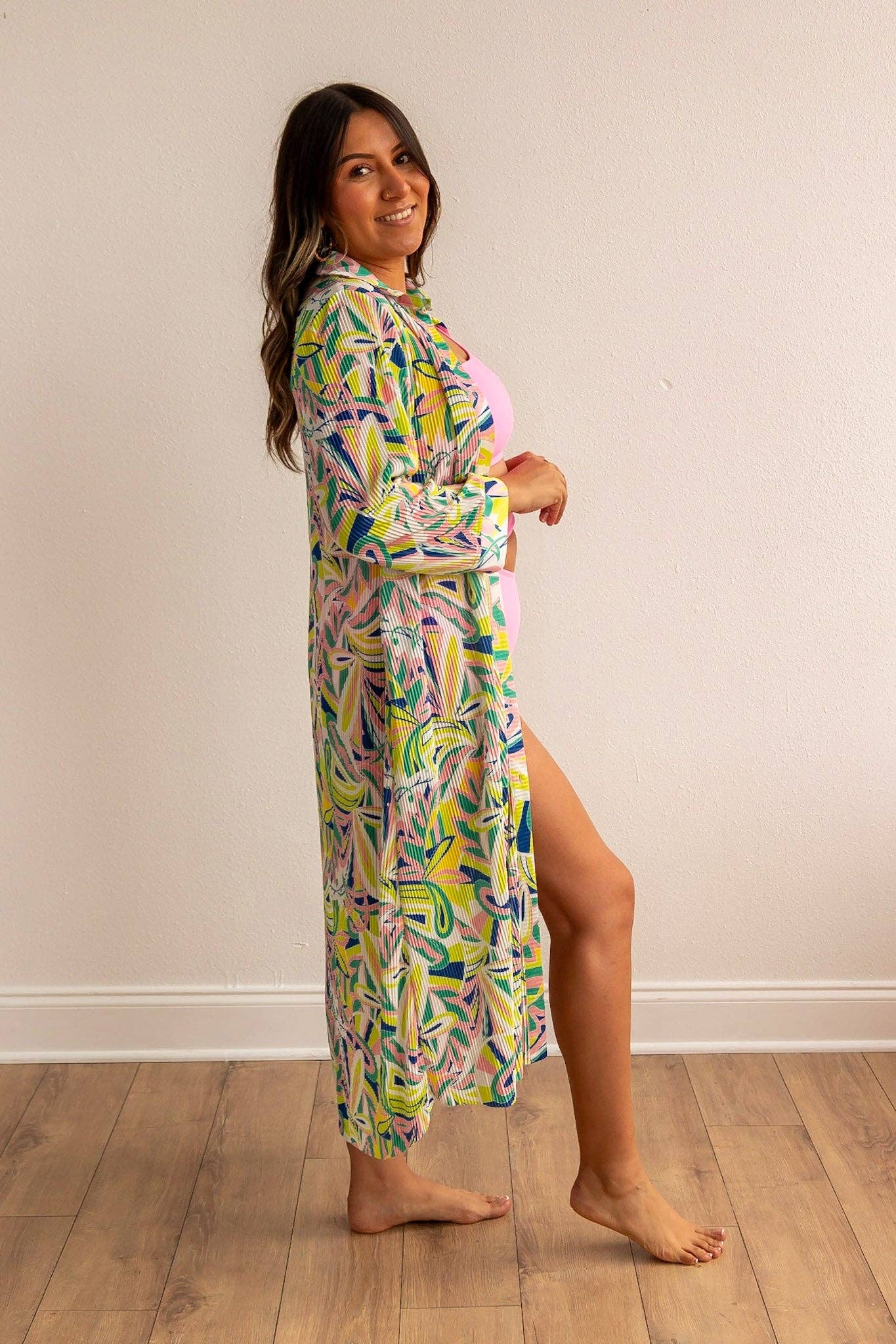 Multi Abstract button down coverup for wholesale on Faire1