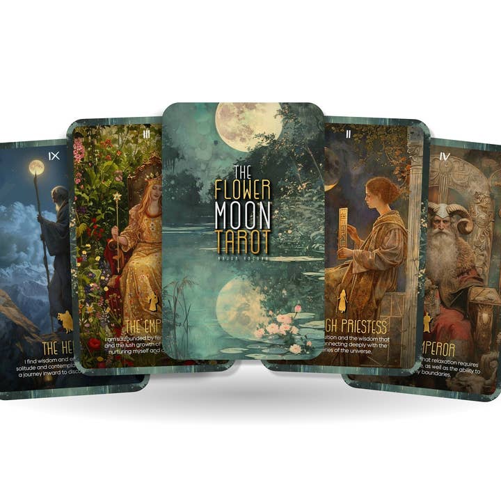 Tarot da Lua Flor - 22 Cartas dos Arcanos Principais - Adivinhação t por atacado de Ibiza Tarot USA