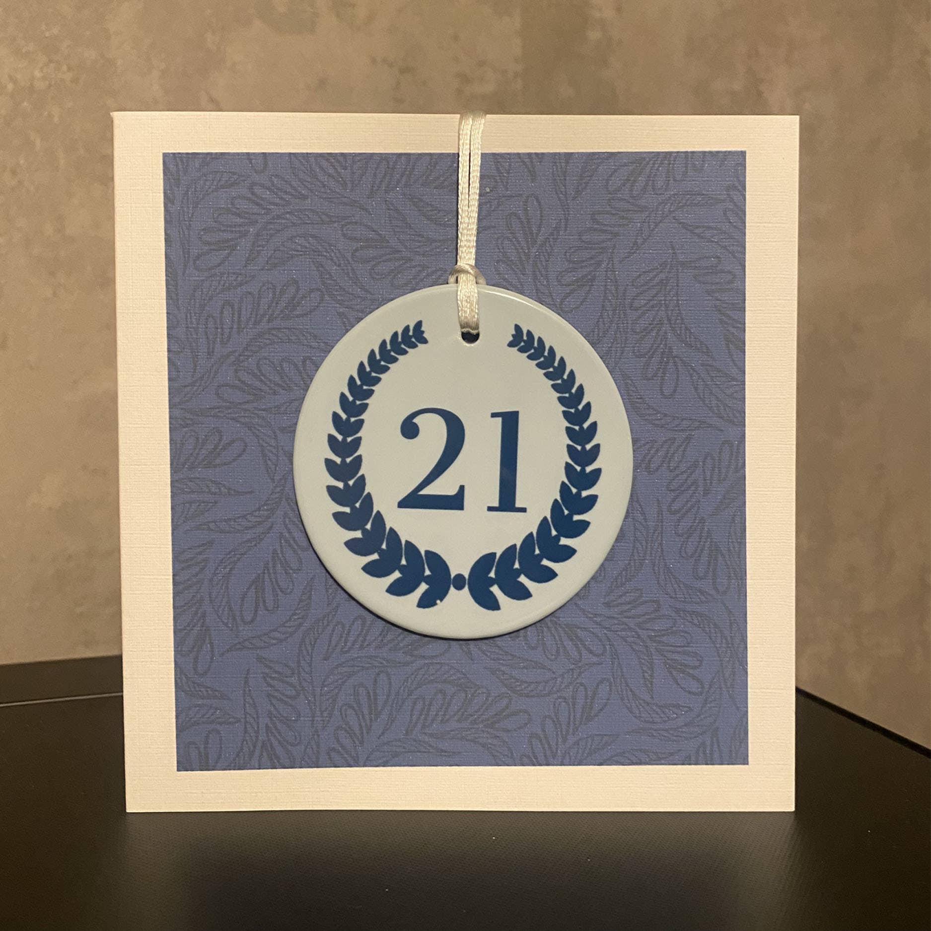 By Erin Cards and Gifts Ltd - Wholesale Birthday Card - 21st Birthday Greeting Card with Round Ceramic Keepsake Gift0