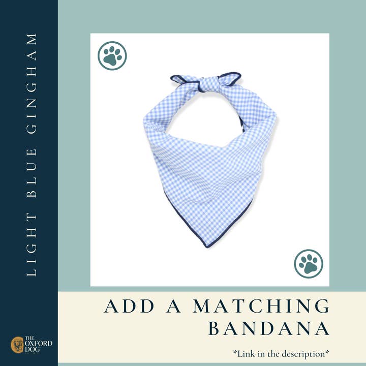 The Oxford Dog - Wholesale Pet Collar - Dog - Gingham Dog Collar, Boy Dog Collar, Light Blue Dog Collar