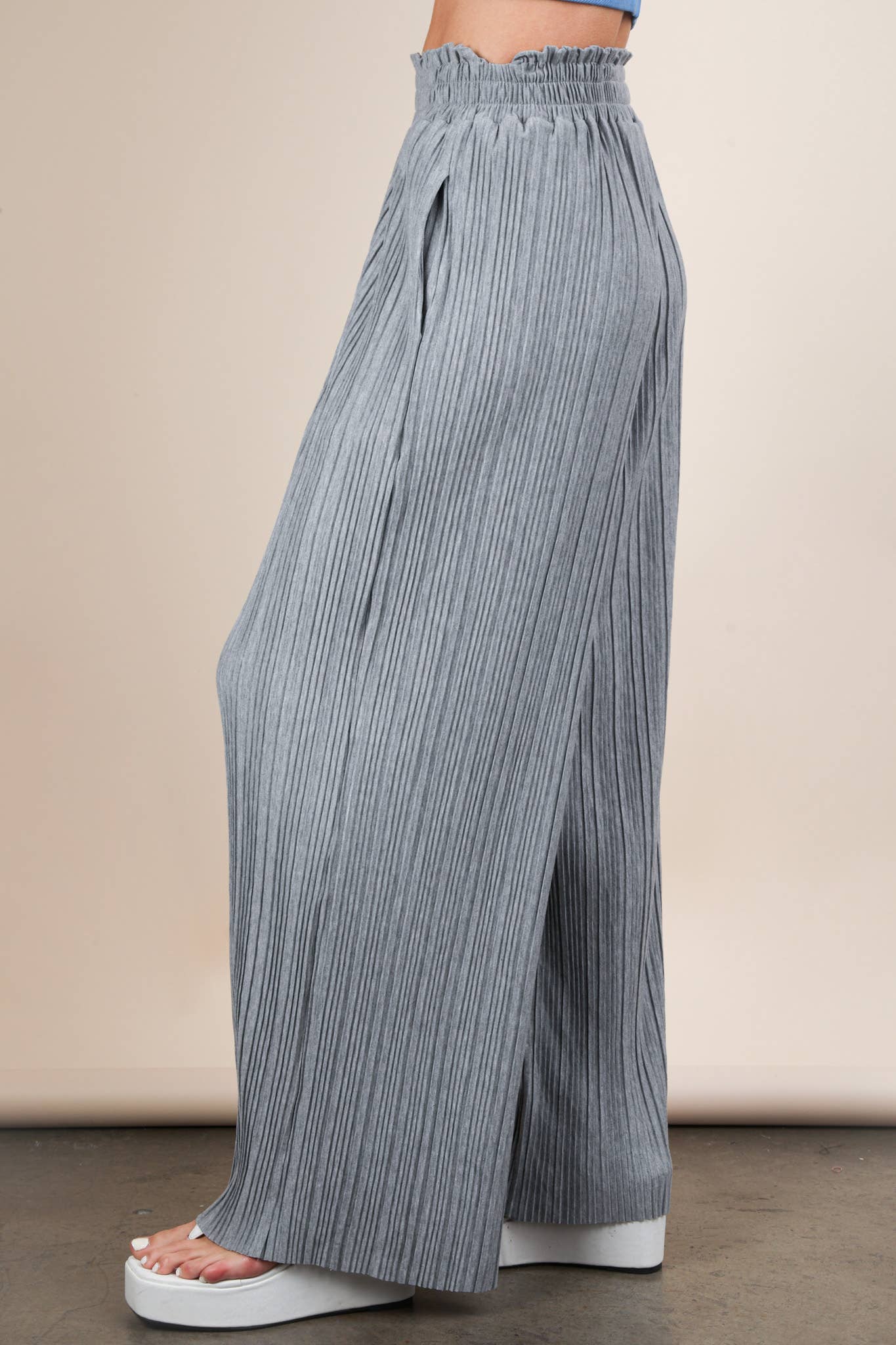 VERY J - Wholesale Pants - Women's - NP70826-Leopard Print & Solid Wide Leg Pleated Pants18