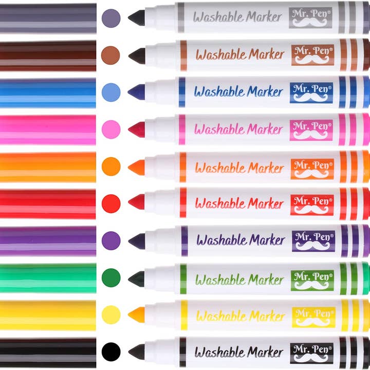 Mr. Pen - Wholesale Markers - Kids & Baby - Washable Markers, 10 Pack, Assorted Colors, Broad Line, Kids Washable Markers Washable Markers for Kids markers, Fine Tip Markers, Color Markers, Washable Marker Sets, Kid Markers2