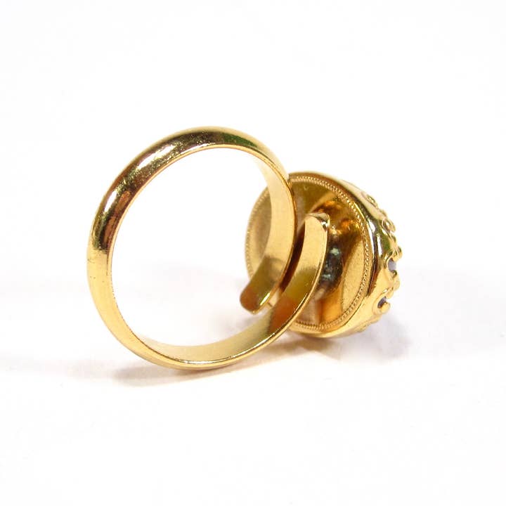 SoHo Schmuckmanufaktur - Wholesale Cocktail/Statement Ring - Feueropal Gold Rot Verstellbarer Ring mit Glasstein2