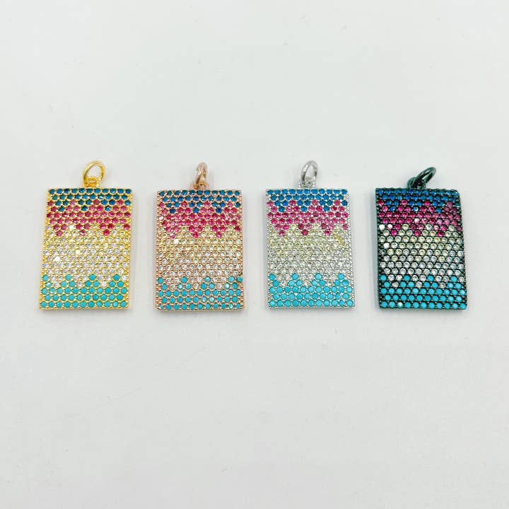 Beads Creation - Wholesale Individual charm/pendant - Abstract Color Waves Rhinestone Square Pendant Charm6