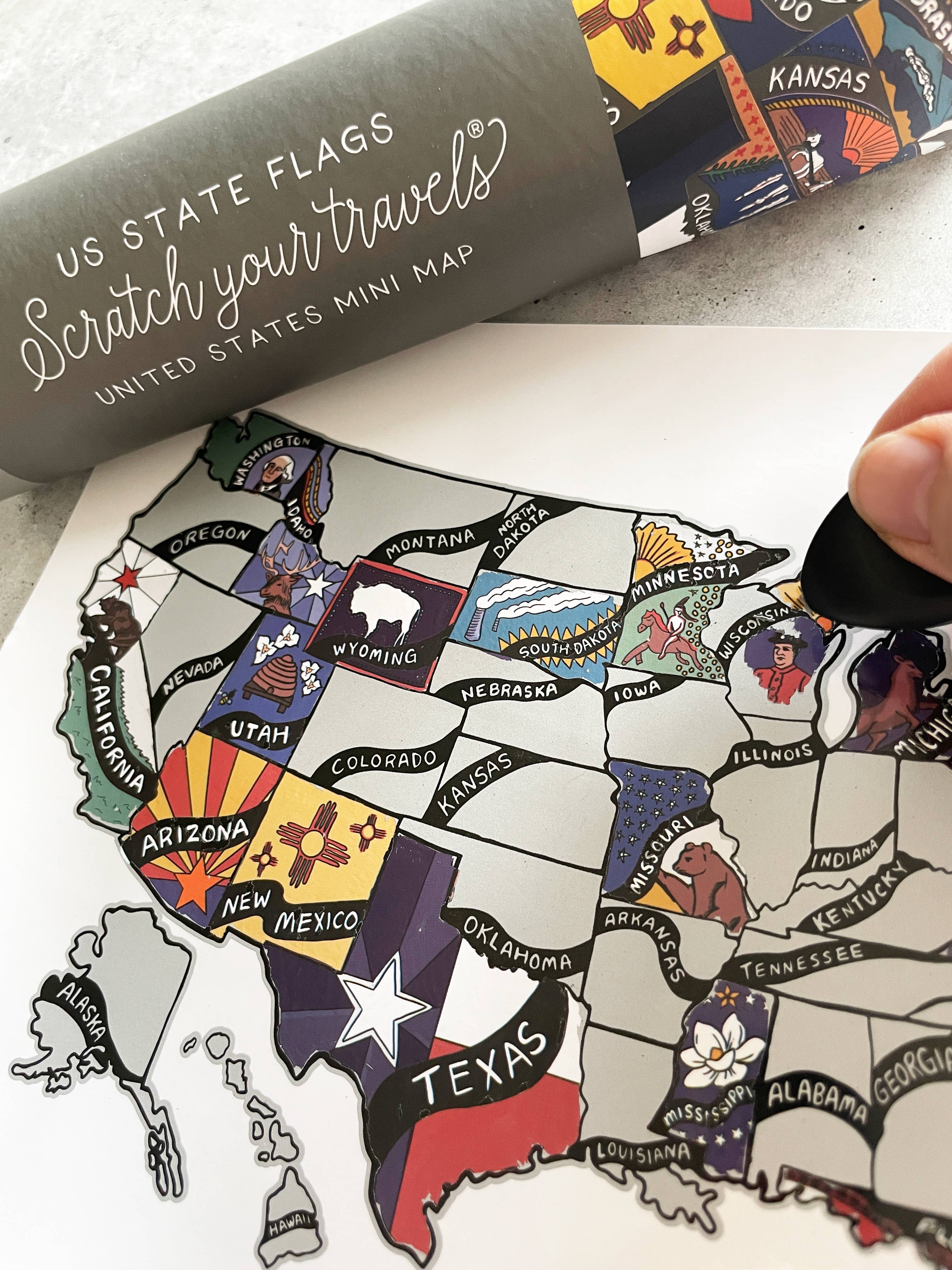Suade - Wholesale Map - US State Flag Scratch Your Travels Mini Map10