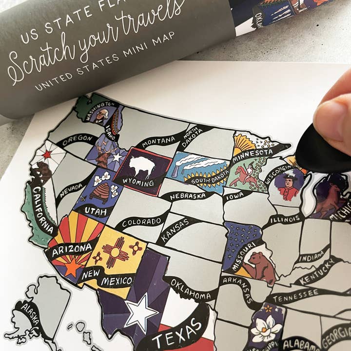 Suade - Wholesale Map - US State Flag Scratch Your Travels Mini Map10