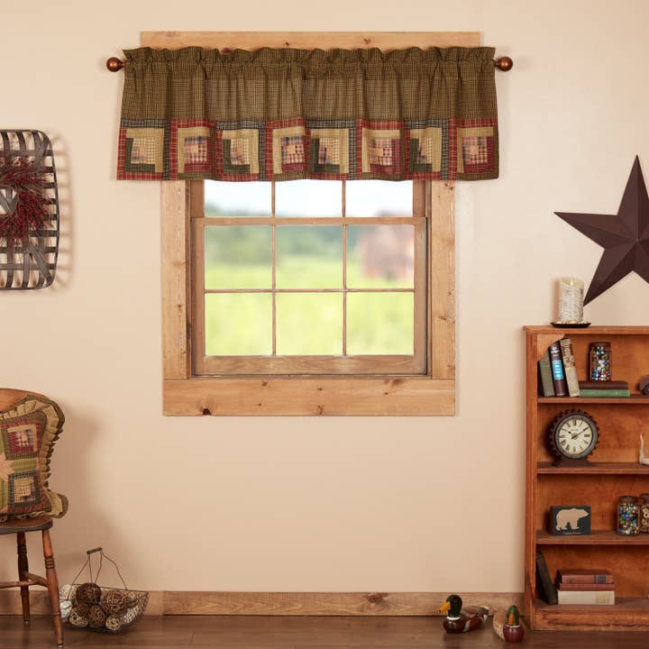 VHC Brands - Wholesale Valance - Tea Cabin Valance Log Cabin Block Border 20x72