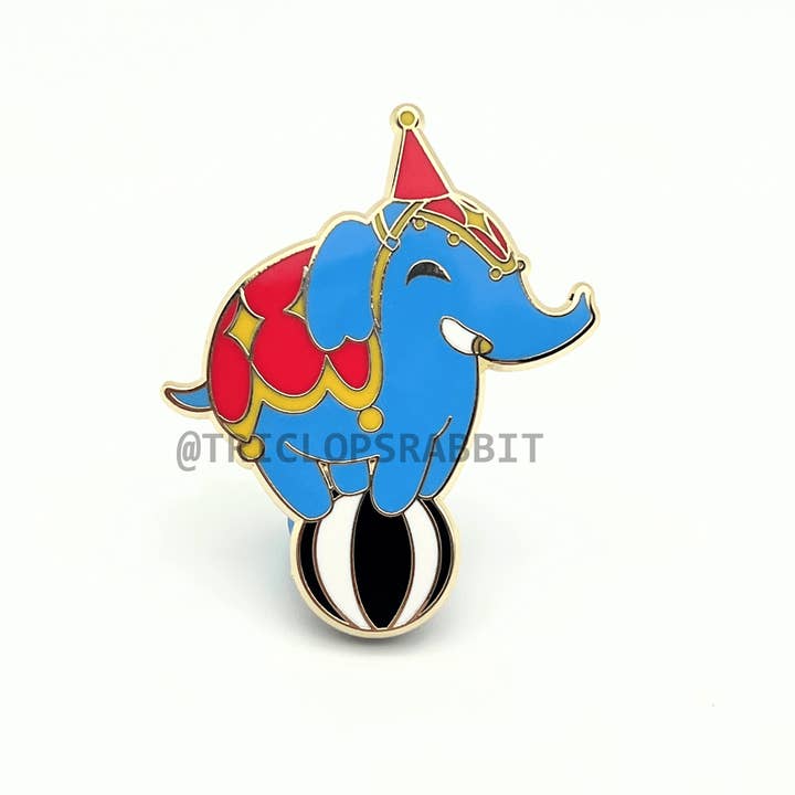 Cute Circus Elephant Enamel Pin for wholesale by Triclops Rabbit