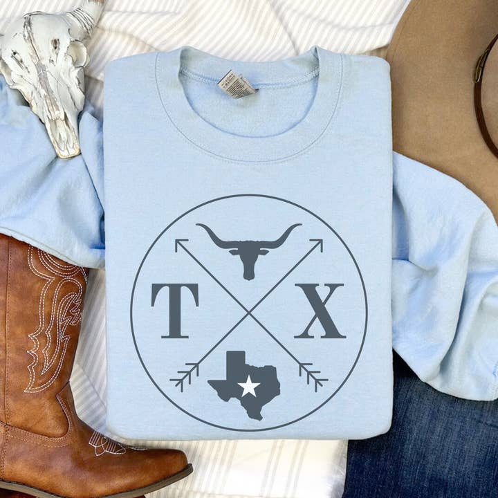 Trendznmore - Modern Graphic Apparel - Wholesale Graphic Sweatshirt - Women's - State of Texas Western Crewneck Sweatshirt2