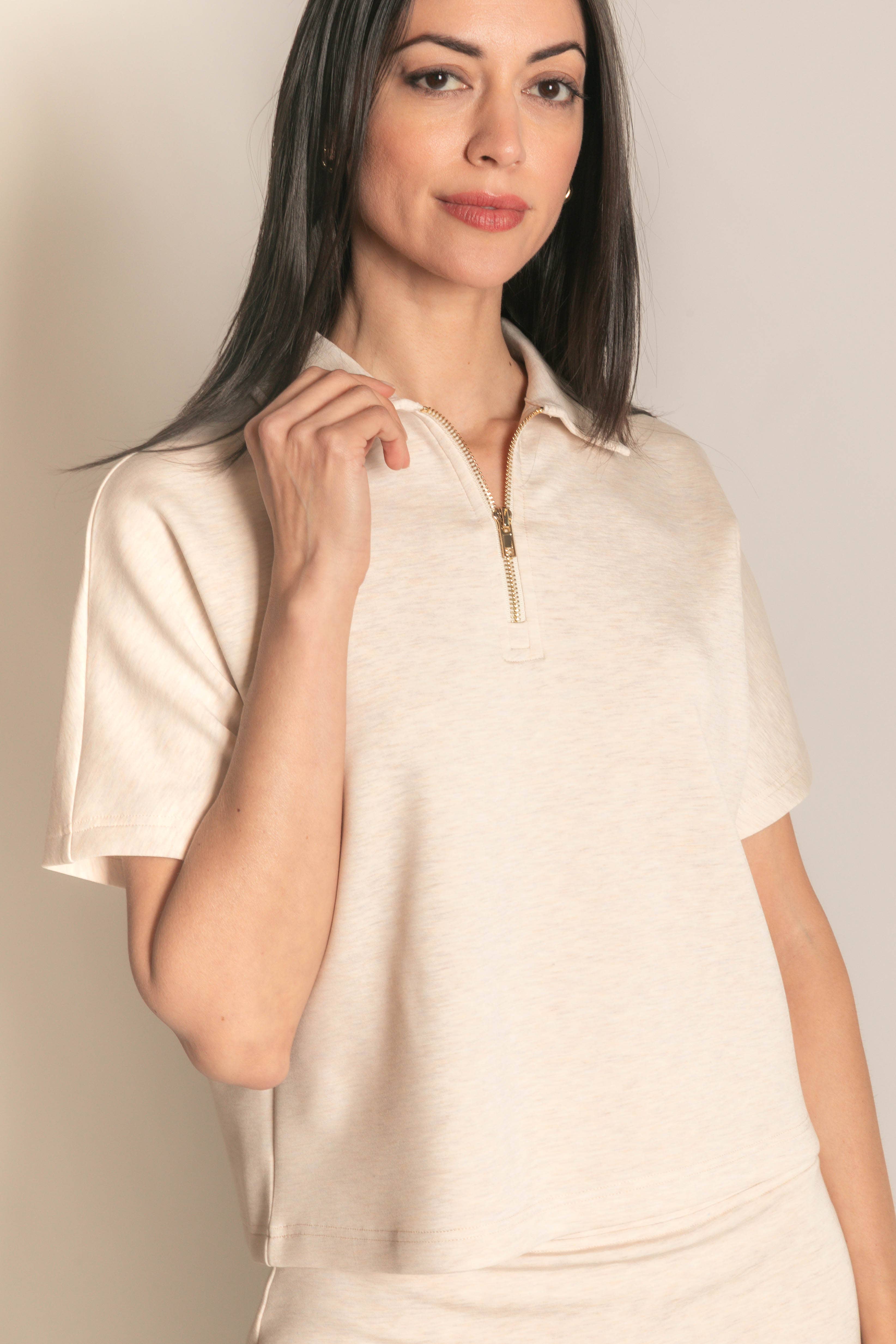 P. CILL - Wholesale Knit Top - Women's - P. CILL Butter Modal Short Sleeve Quarter Zip Top62