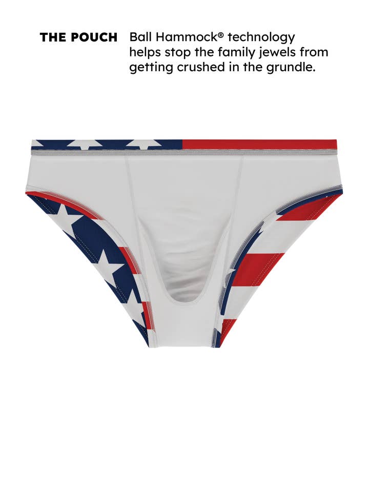 Shinesty, Inc - Wholesale Swim Bottoms - Men's - Unsurpassed Ass | USA Flag Ball Hammock® Pouch Swim Briefs