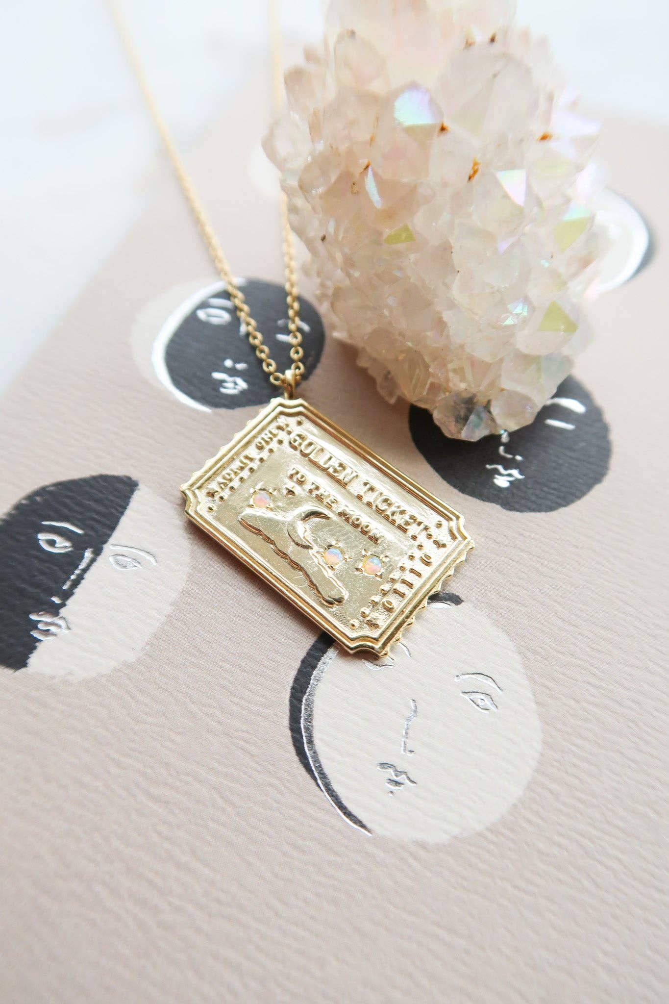 Bittersweet - Wholesale Pendant/Charm Necklace - Golden Ticket to the Moon Necklace5