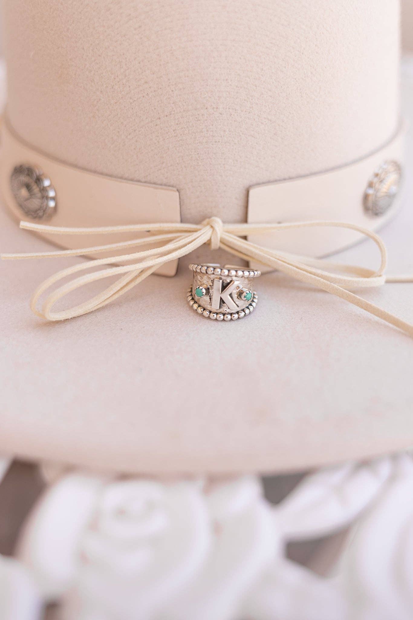 Turquoise Forever Yours Sterling Silver Initial Ring MADE TO ORDER for wholesale on Faire12