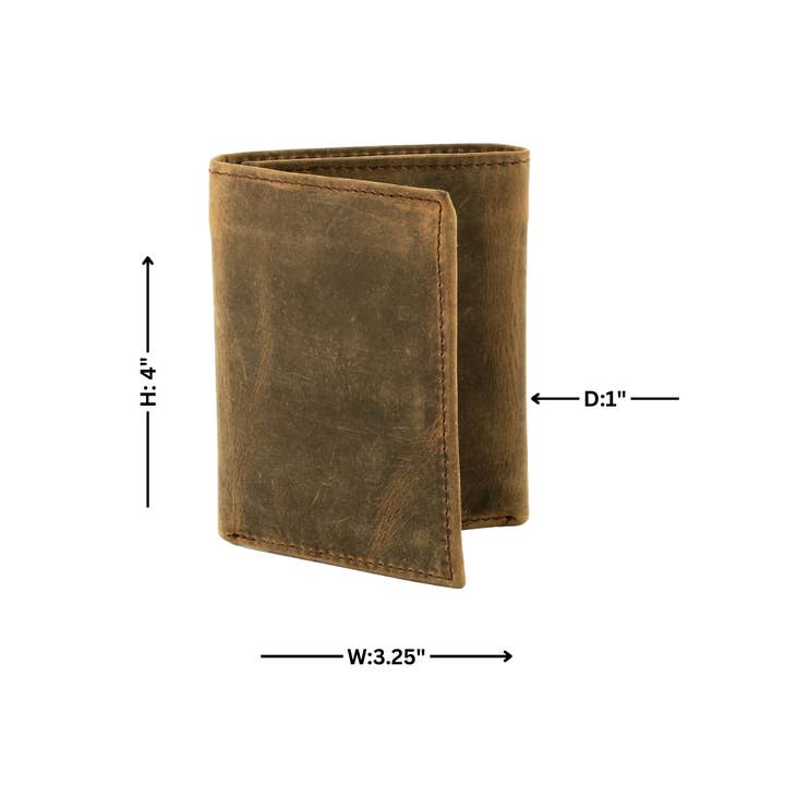 Leather Impressions Inc - Wholesale Wallet - Men's - RFID Hunter Leather Tri-fold Wallet with Center I.D. Window8