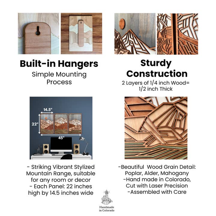 Light House Laser Art - Wholesale Wall Art Set - Wood Mountain Decor, Above Bed Art, 3 Panels