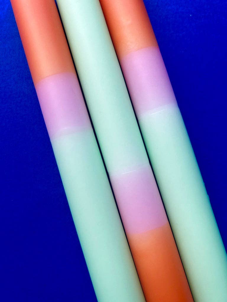 The Colour Emporium – wholesale Tapered candle/candlestick – FISHERMAN'S FRIEND Dip Dye Dinner Candles Trio2