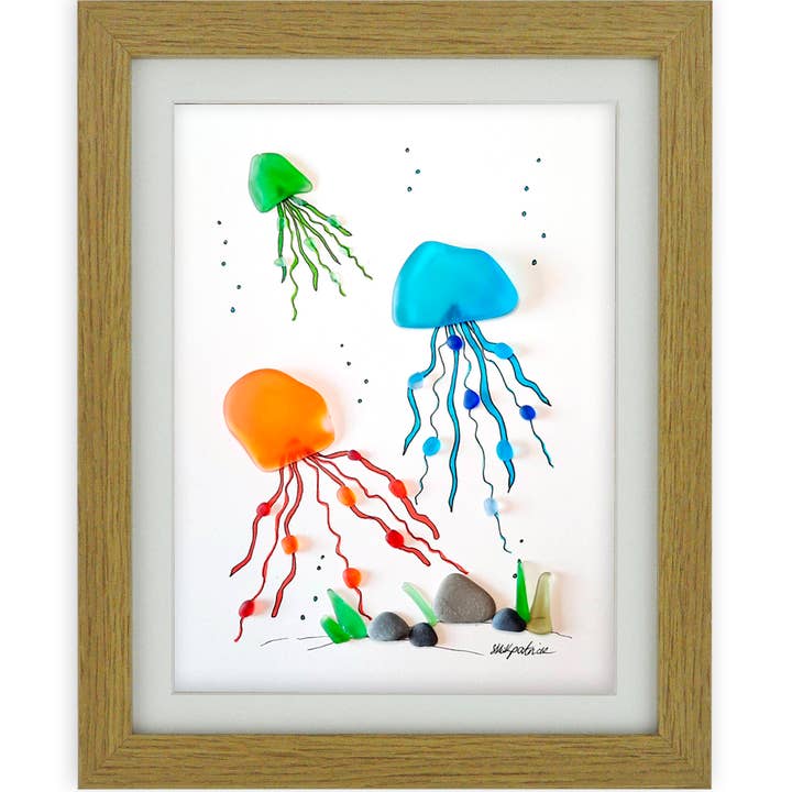 UrchinArtworks – wholesale Art print – Jellyfish Sea Glass Picture Wall Art Decor