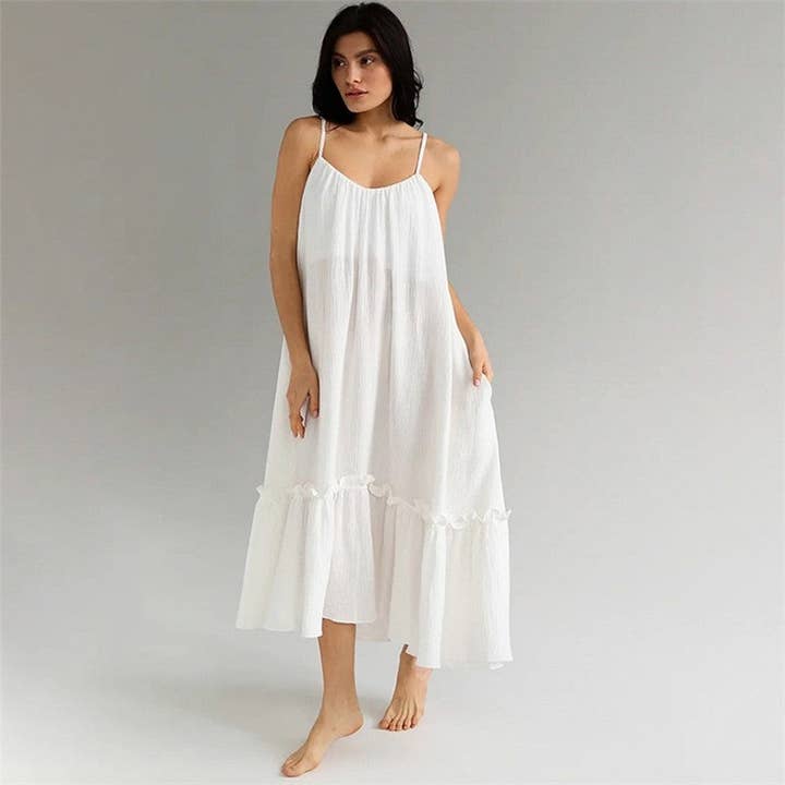 UZ Wholesale Store - Wholesale Nightgown – Women’s - Elegant Backless Nightgown with Loose Fit and Spaghetti Straps