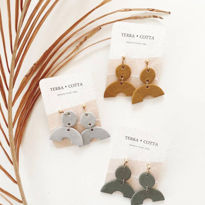 Terra•Cotta - Wholesale Dangle Earrings - The Reya in Grey1