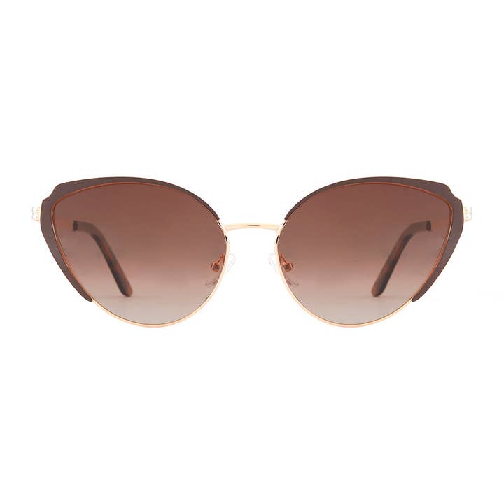 Ryan Simkhai Eyeshop - Wholesale Sunglasses - Women's - LOTUS | Gold / Brown Frame / Tortoise Tips | Polarized Sunglasses