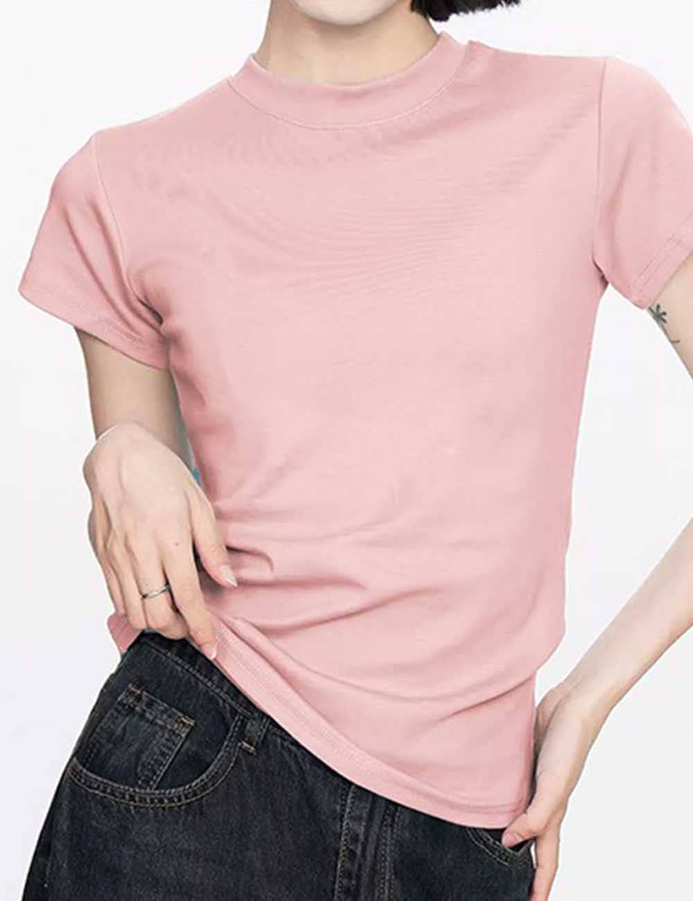 Sweetkama - Wholesale T-Shirt - Women's - Ladies Basic Solid Color Short Sleeves T-Shirt6