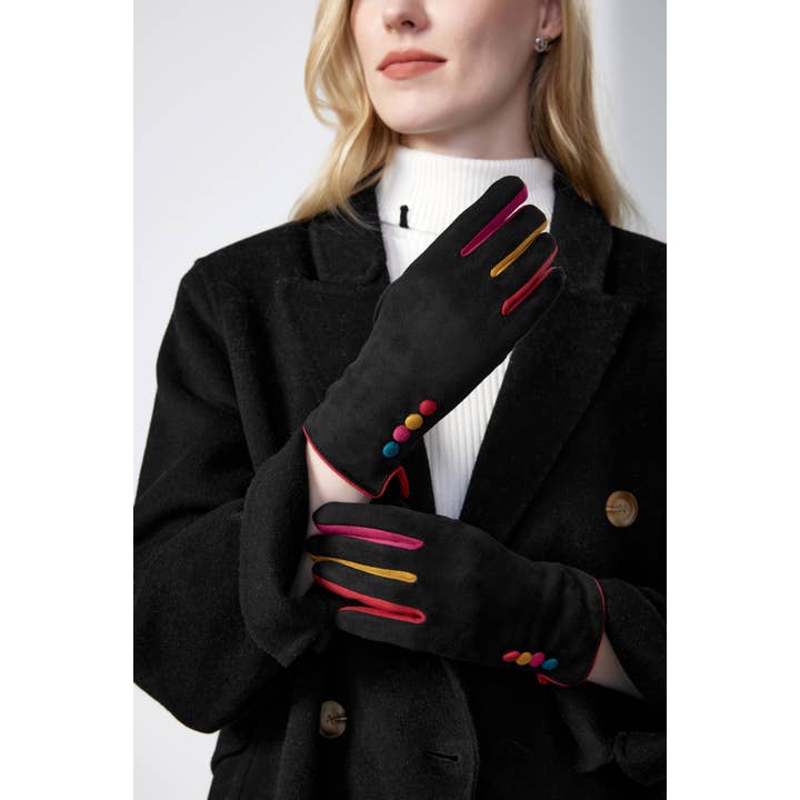 Aavion - Wholesale Gloves - Women's - Women's Faux Suede Touchscreen Gloves with Multicolor Trim5